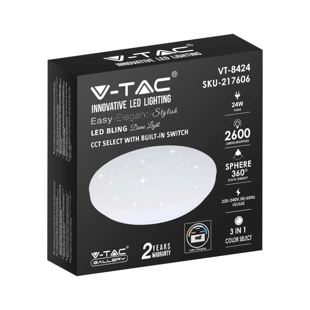 Luce a cupola LED da 24 W-350mm con copertura stellata CCT: 3in1-round