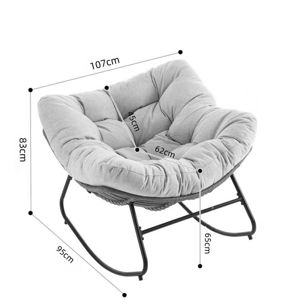 Poltrona a Dondolo in Tessuto Chenille ¨C MINIMAL ¨C Grigio