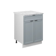 Mobiletto base per cucina Fame-Line Blu-grigio chiaro/Bianco 60 cm con cassetto, PL Marmo Vicco