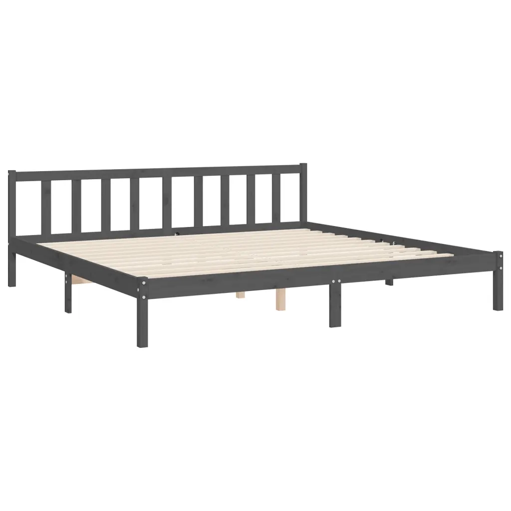 Giroletto con Testiera Grigio 200x200 cm in Legno Massello 3192578
