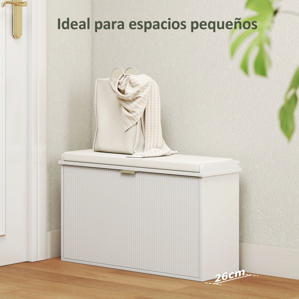 Scarpiera con panca e cassetto ¨C zephmum ¨C bianco 80x26x47,5 cm