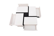 TAVOLINO DA SALOTTO Quadrato 78x78x36 cm Bianco Lucido con 4 Cassetti
