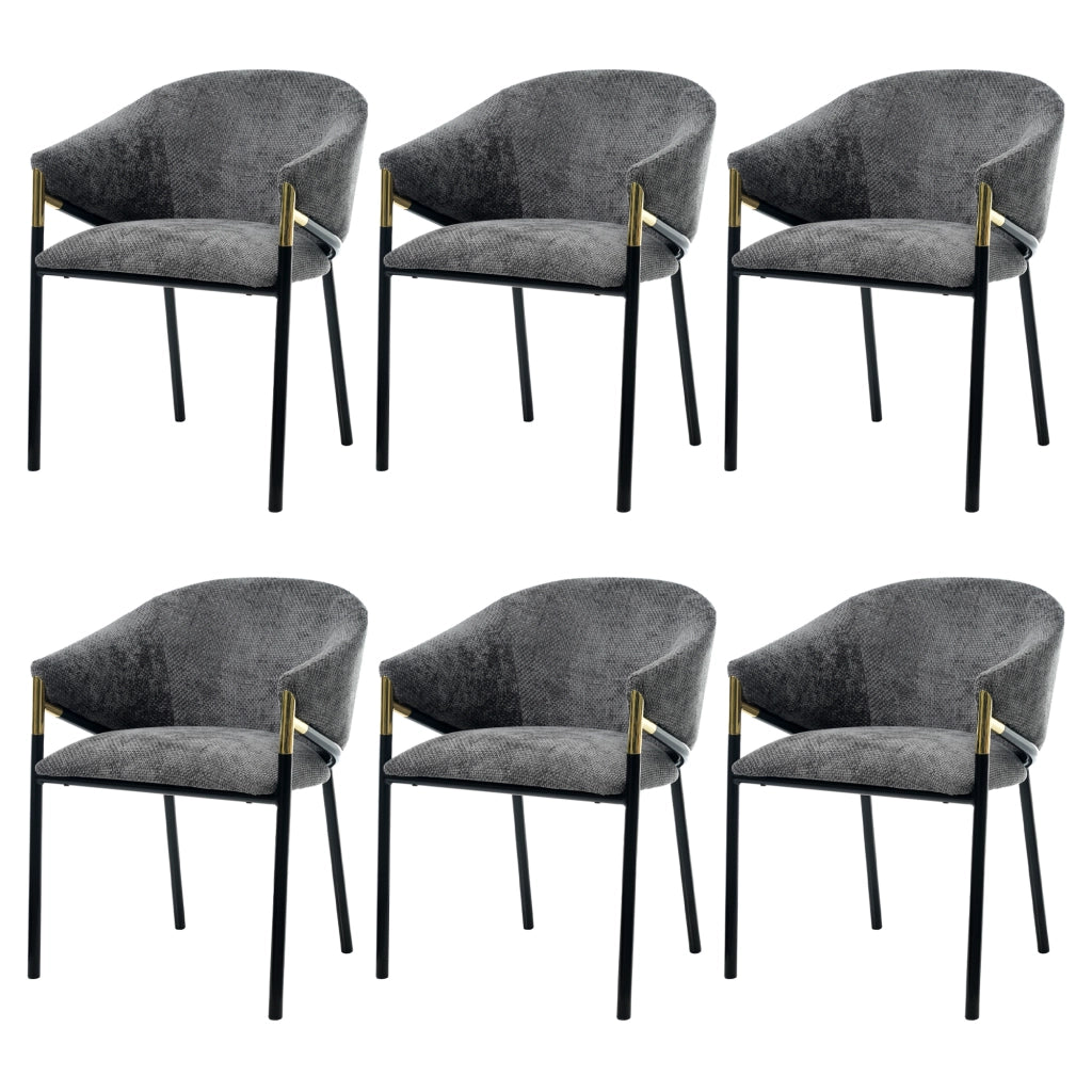 Sedie da Pranzo con Braccioli ¨C MINIMAL ¨C Velluto Grigio, Gambe in Metallo Dorato, Set 2 Pezzi