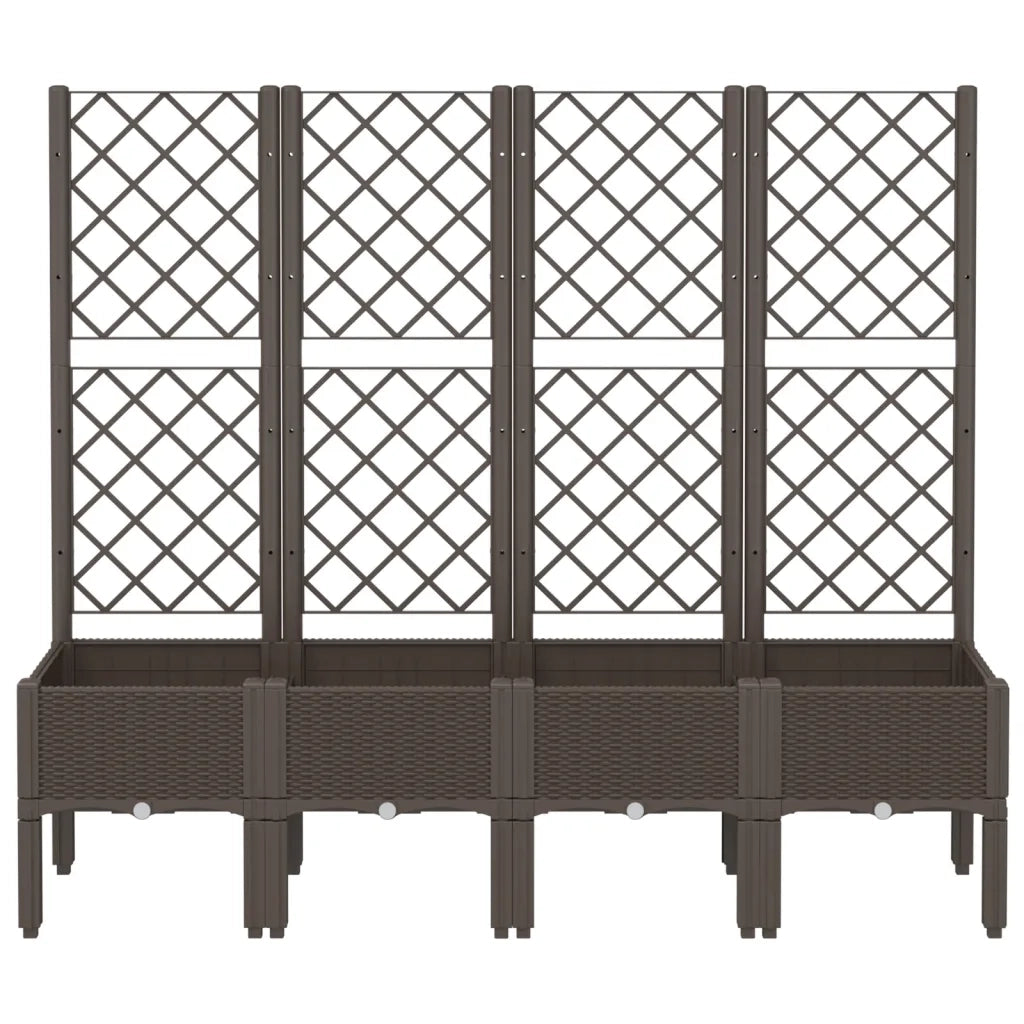 Fioriera da giardino con traliccio-Vaso da Esterno-Vaso con Griglia Marrone 160x40x142 cm in PP