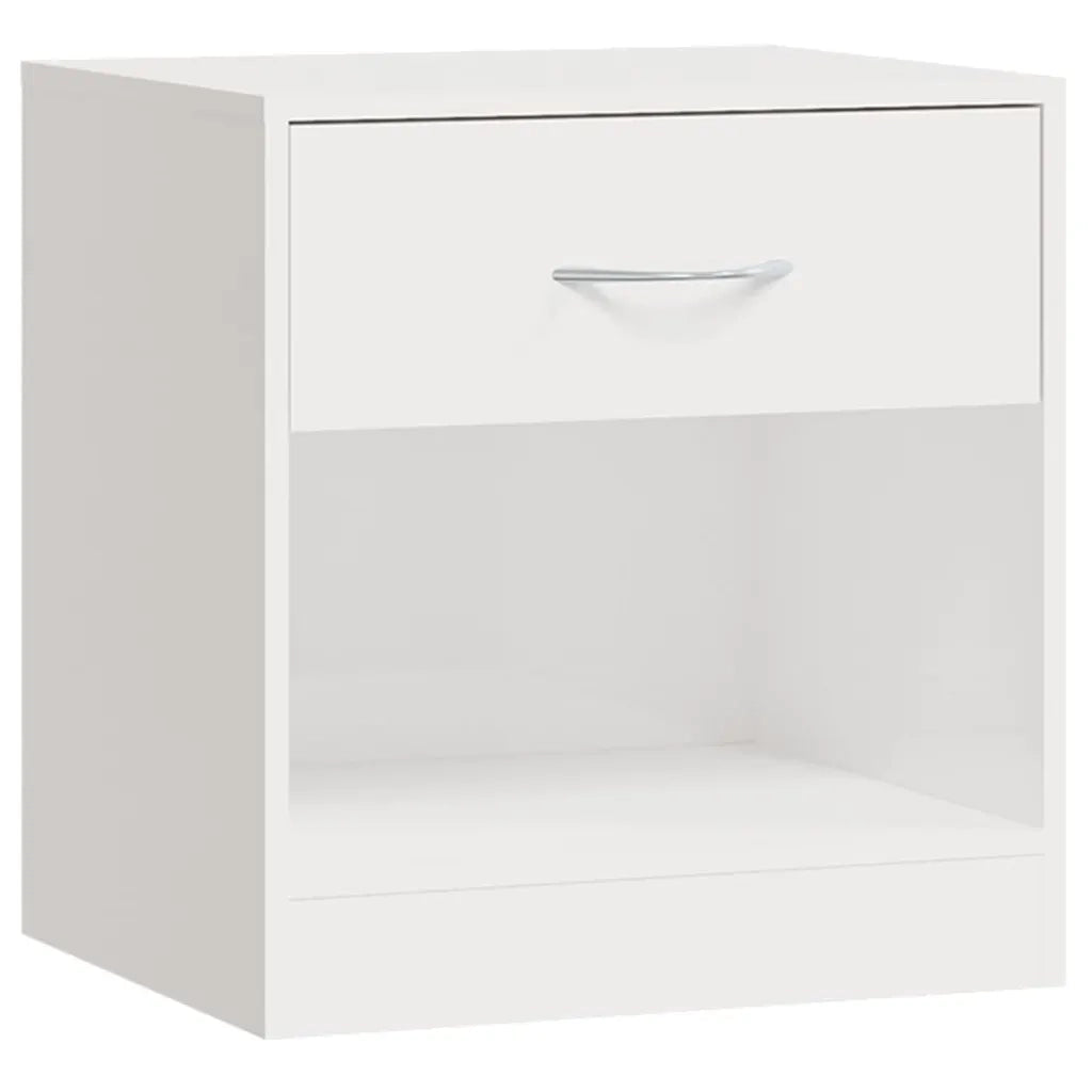Comodini 2 pz con Cassetto-Set di 2 Tavolino da notte in Bianco Lucido