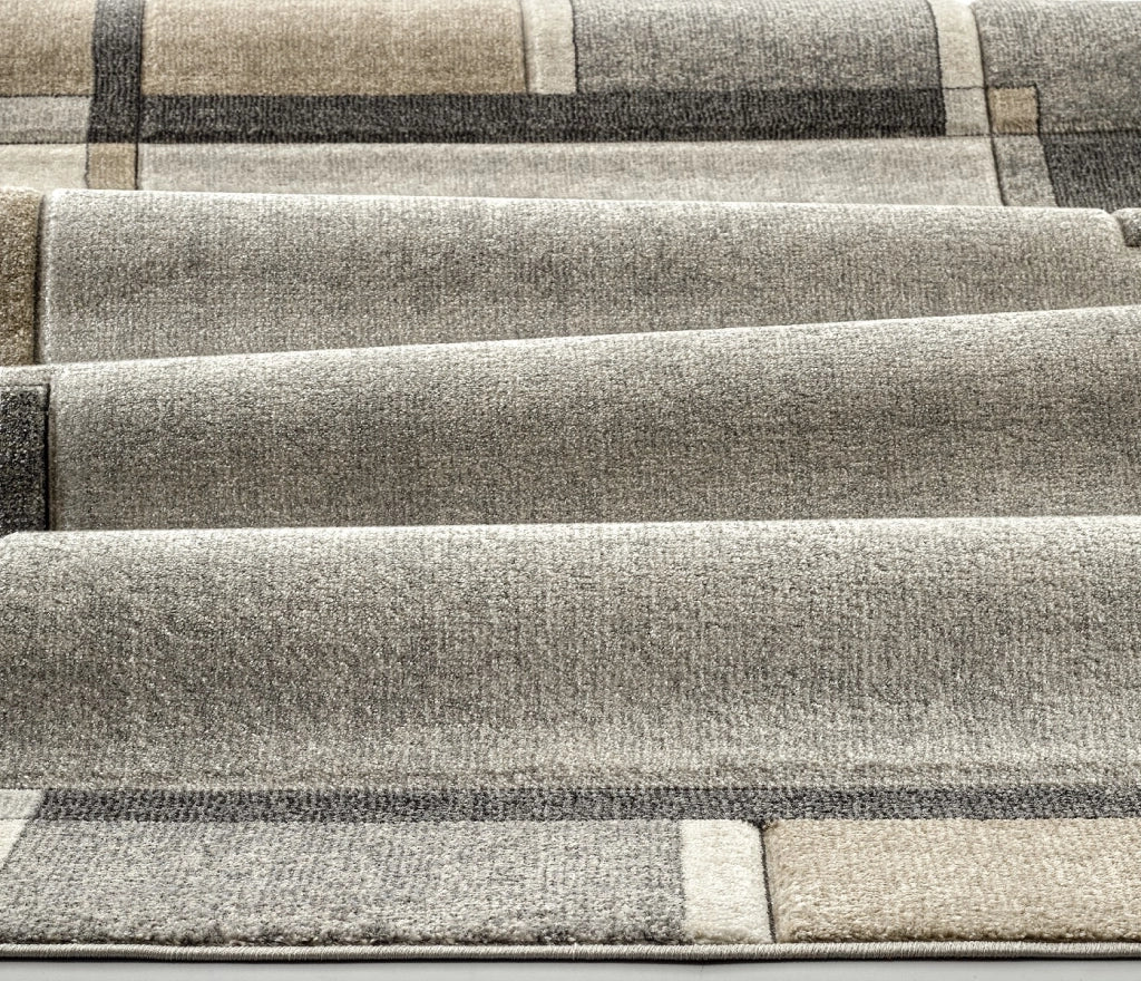 Tappeto FUNNY F8541 grigio beige cm.140x200 disegno cornice moderna geometrica