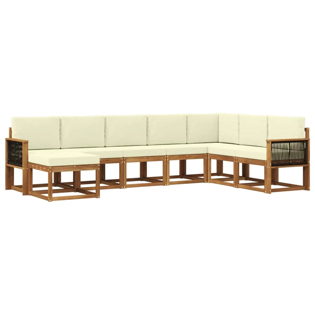 Set di divani da esterno con cuscino 8 pcs Naturale e Crema
