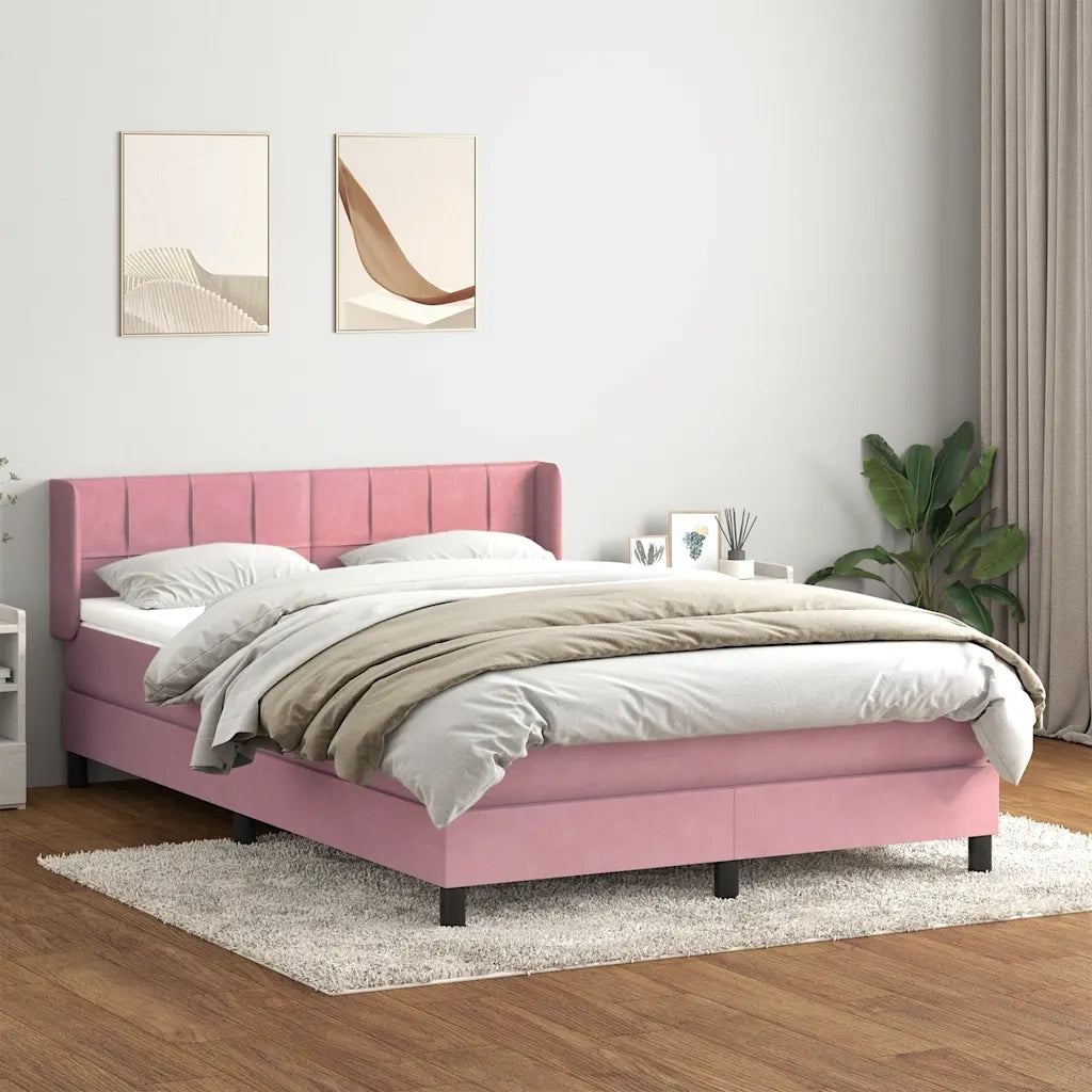Giroletto a Molle con Materasso Rosa 140x210 cm in Velluto