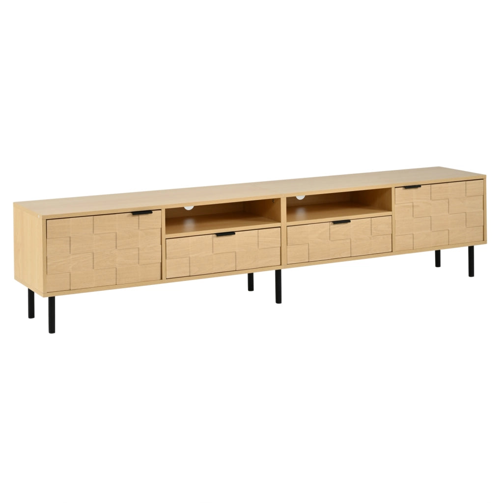 Mobile TV 200x35x44.5 cm con 2 cassetti; 2 ante e 2 vani aperti in MDF e truciolato naturale
