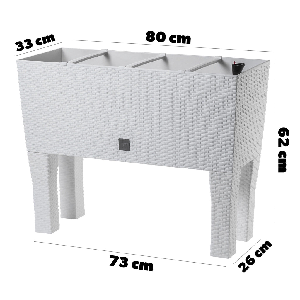Vaso da giardino KADAX con fioriera interna su gambe, colore bianco, 80 cm.