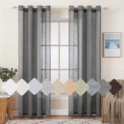 Set di 2 tende da finestra trasparenti con occhielli stoffa lino 140 x 225 cm (grigio scuro)