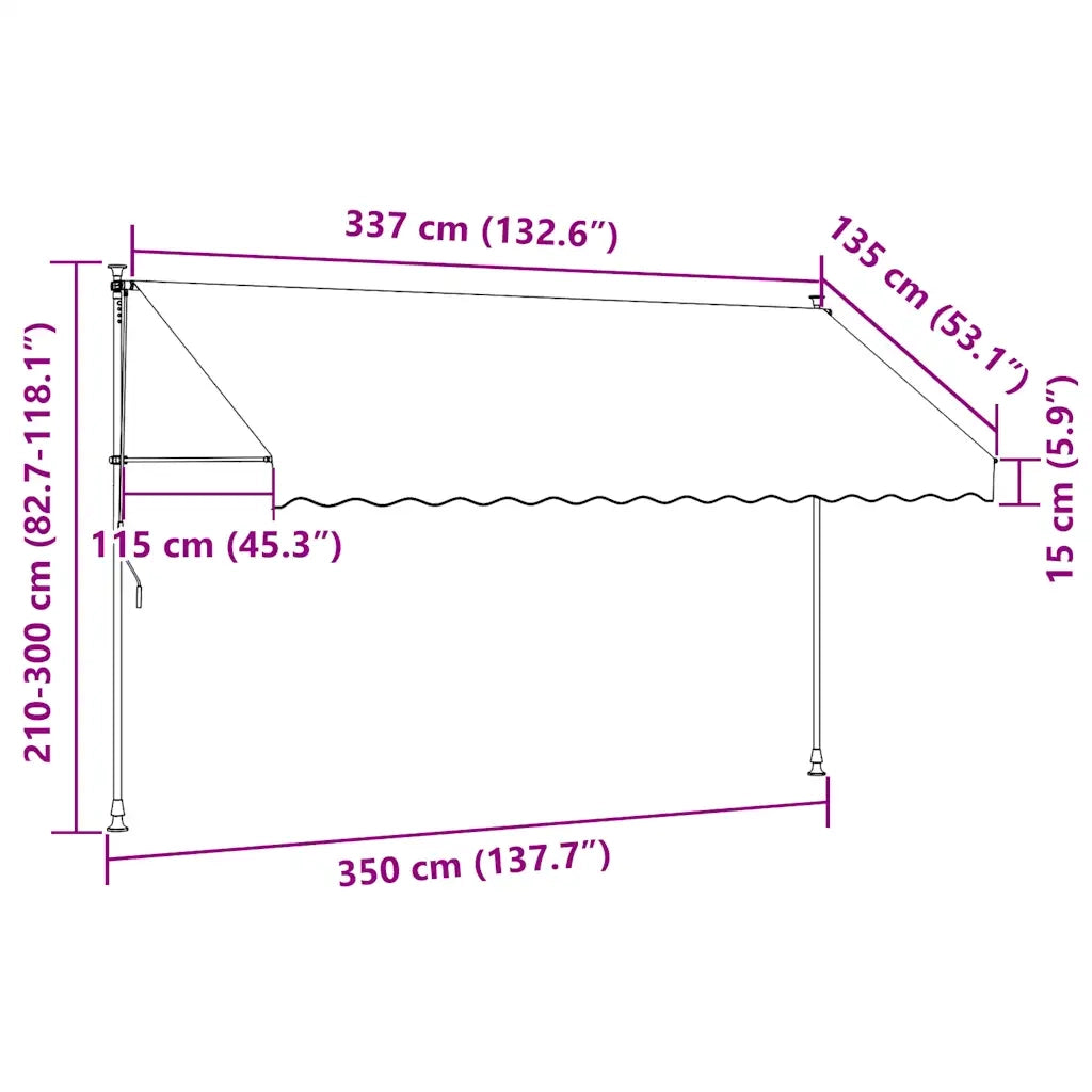 Tenda da Sole Retrattile Manuale con LED 350 cm Gialla e Blu 145853