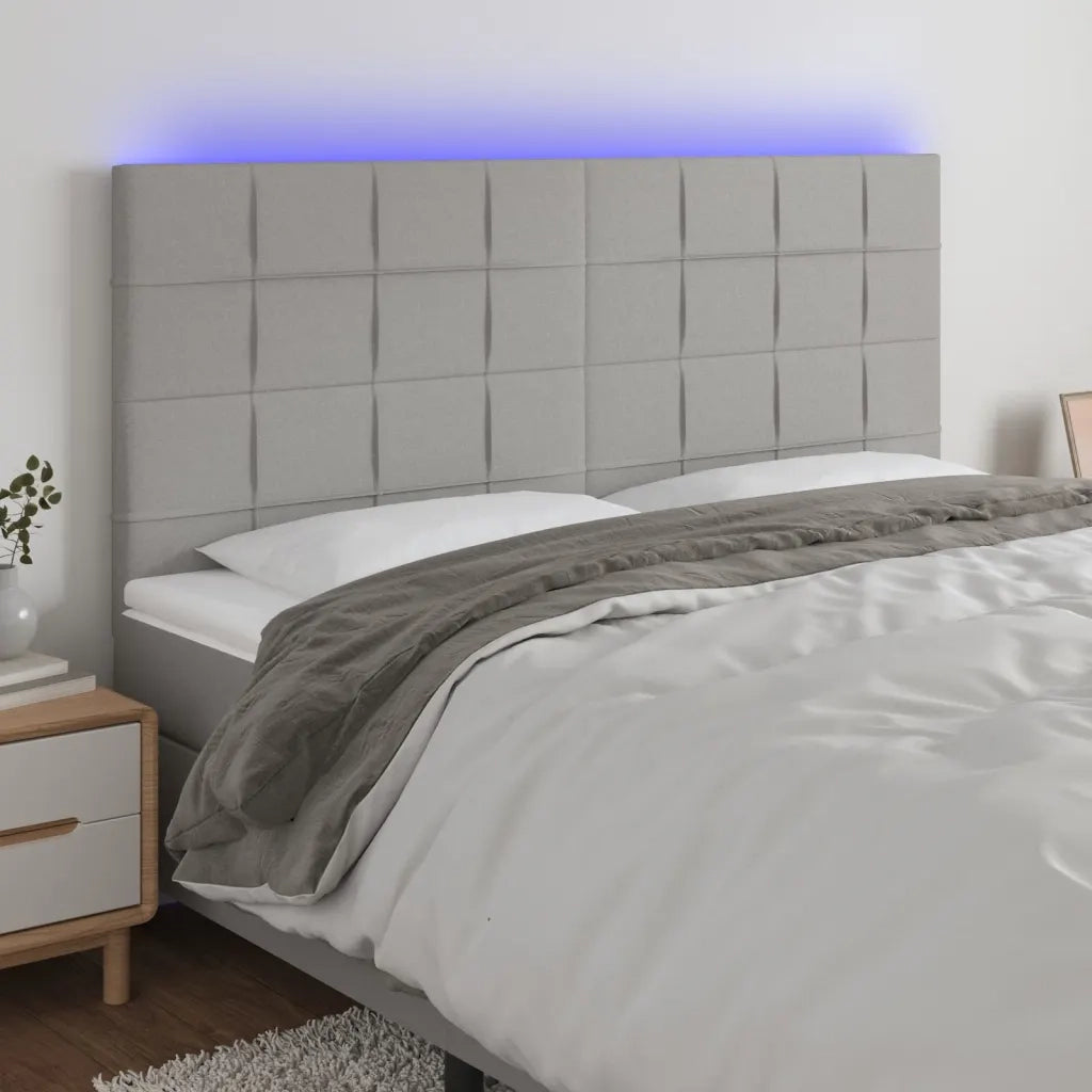 Testiera | Testata a LED Grigio Chiaro 160x5x118/128 cm in Tessuto