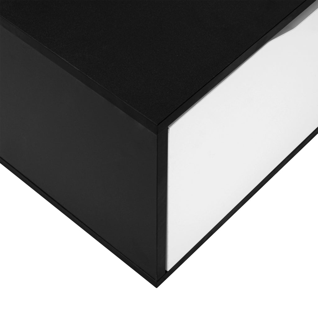 Mobile TV con 2 Ante Traforate e LED USB; Lucido Nero e Bianco; Stile Moderno; 180??35??30 cm; in MDF
