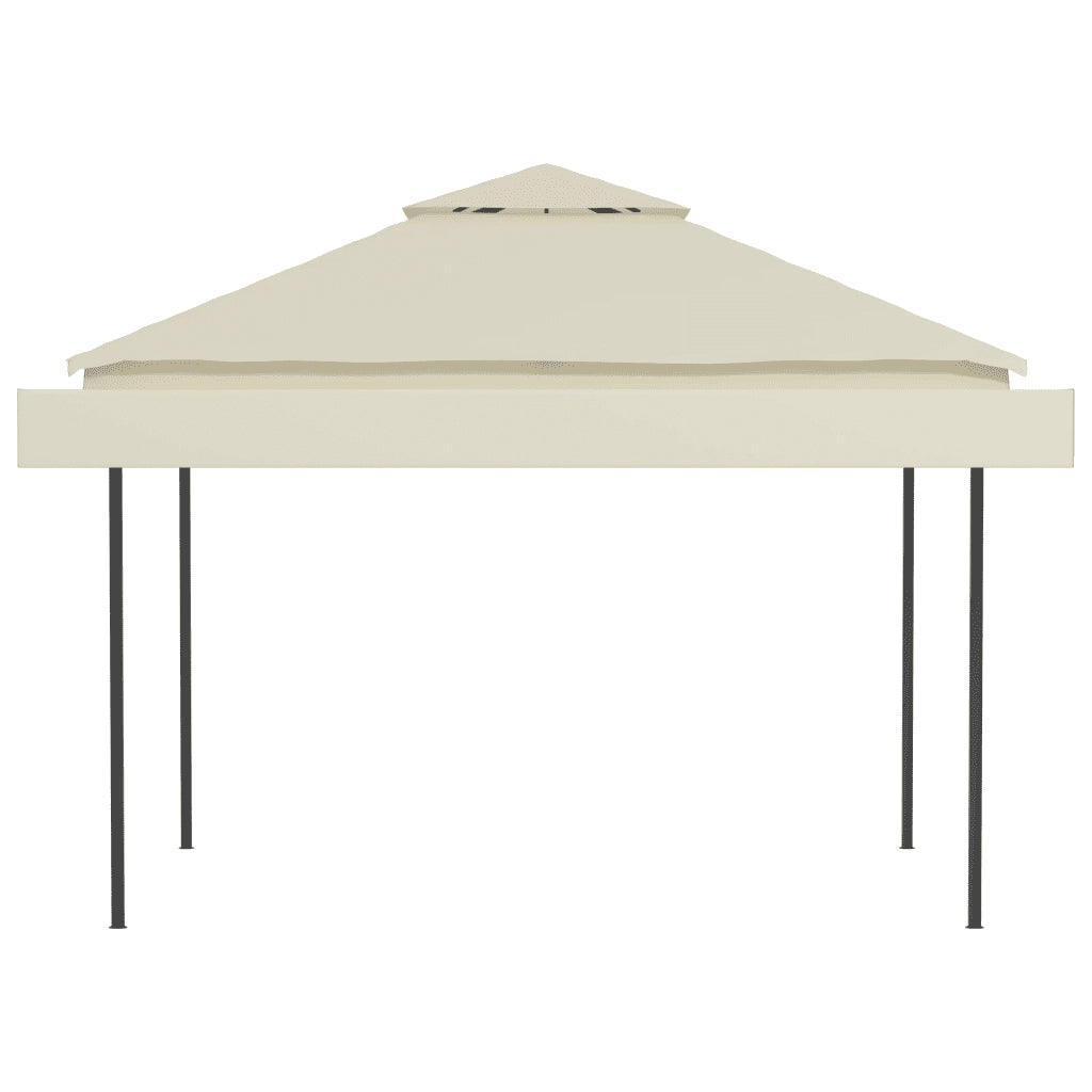 Gazebo con Tetto Doppio Estendibile 3x3x2,75 m Crema 180 g/m² 48003