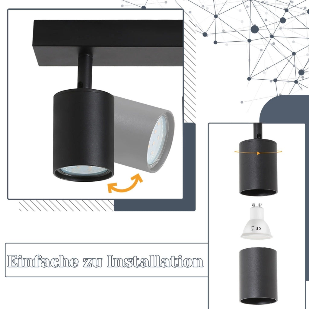 ZMH Faretto da soffitto neri 5 luci GU10 orientabili 330° stile industriale moderno per soggiorno senza lampadine