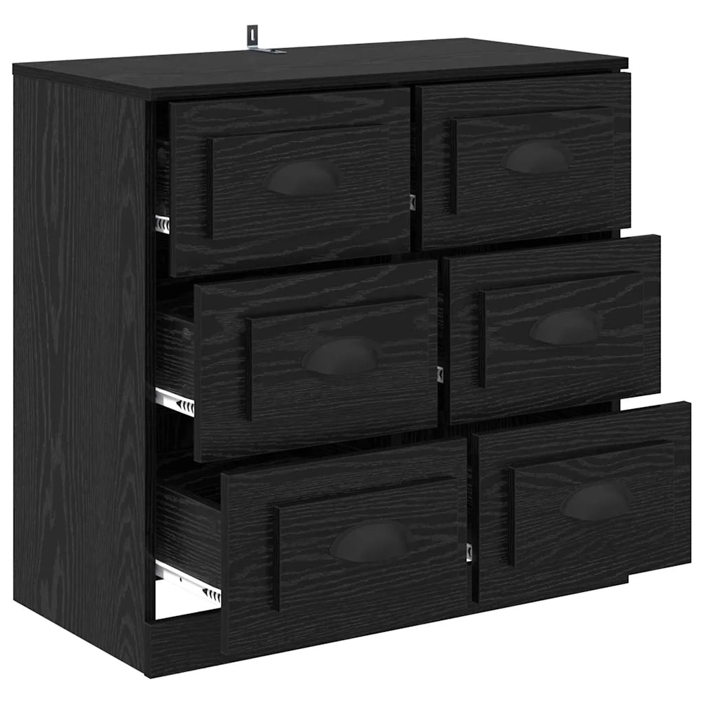 Credenza | Madia | Buffet da pranzo | Armadio da pranzo Rovere Nero 70 x 35,5 x 67,5 cm Legno multistrato