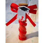 Trade Shop - Bomboniera Laurea Provetta Rossa Rosso Applicazione Legno Tocco -