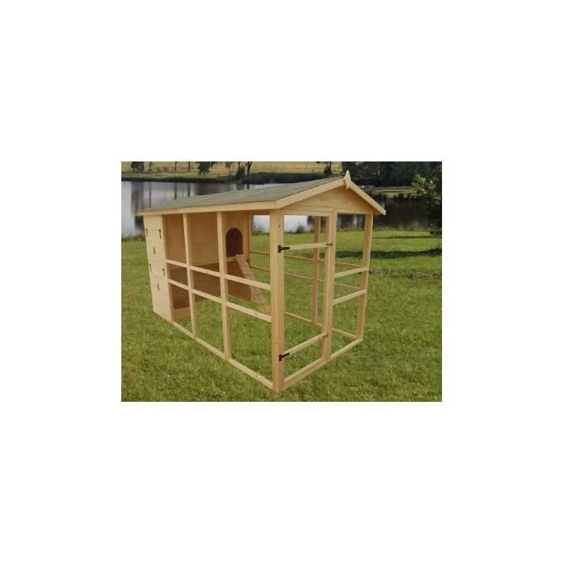 Pollaio XXXL da giardino in legno 175x348 cm – per 8-12 galline – pareti 16 mm voliera e nido di cova – PO1632 Foresta