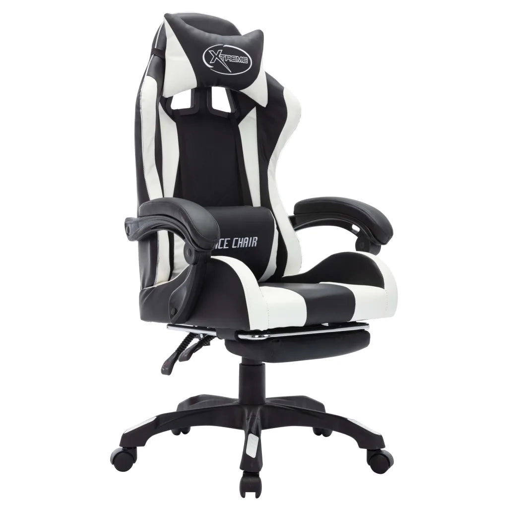 Sedia da Gaming con Luci a LED RGB Bianca e Nera in Similpelle 288011