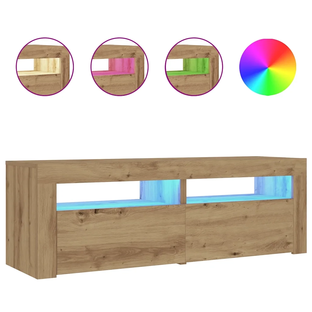 Comodini 2 pz con Luci LED Rovere Artigianale 60x35x40 cm 3329162