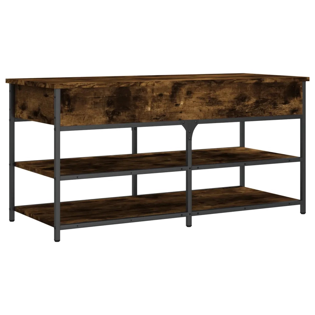 Panca Porta Scarpe-Sgabello-Panca Scarpiera Rovere Fumo 100x42,5x50 cm Legno Multistrato