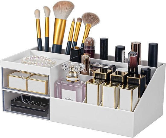 Organizzatore di trucchi, organizzatore di cosmetici con ante, per comodini, bagno, camera da letto