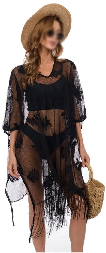 Costumi da Bagno per Donna - Materiale Leggero e Translucido - Copertura Bikini - Disegno a Fili - Bordi con Bottoni - Protezione Solare
