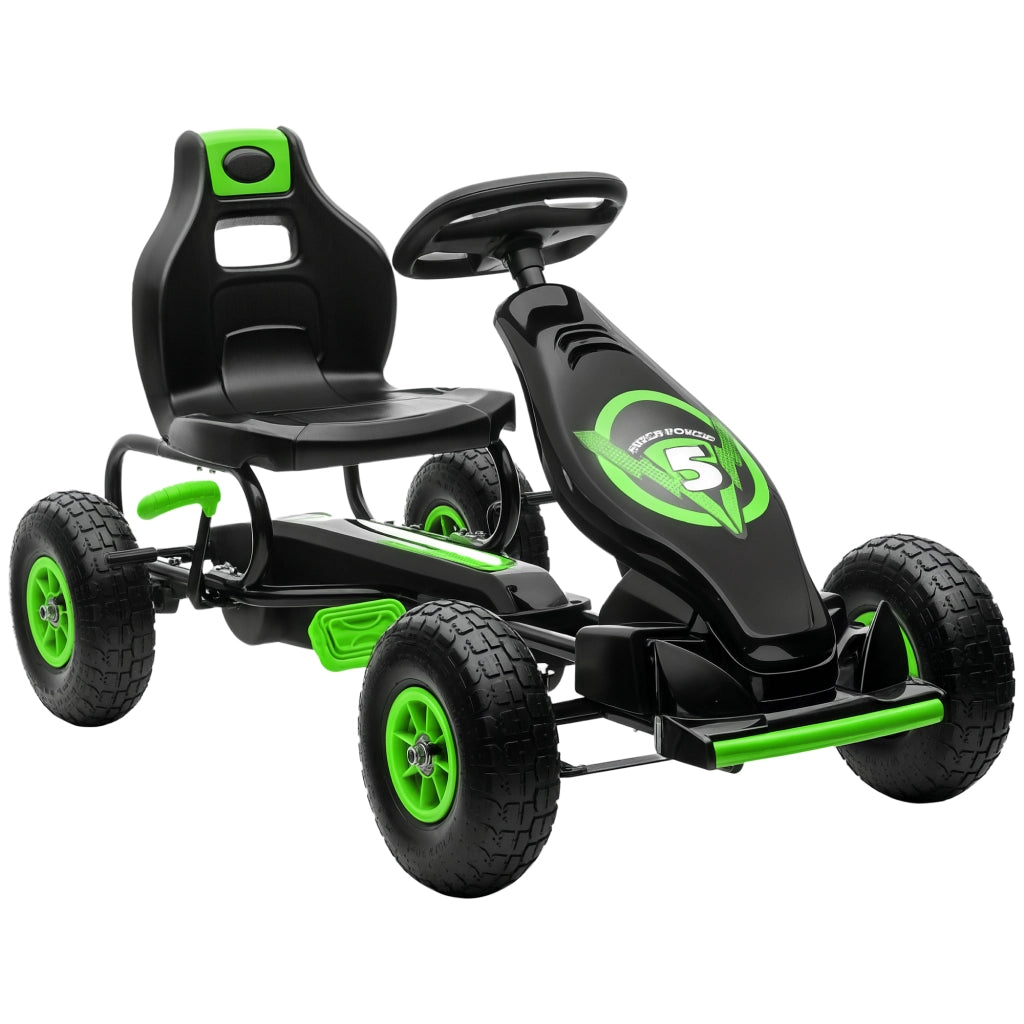 Go Kart a Pedali per Bambini con Sedile Regolabile ¨C Zephmum ¨C Verde e Nero 121x58x61 cm