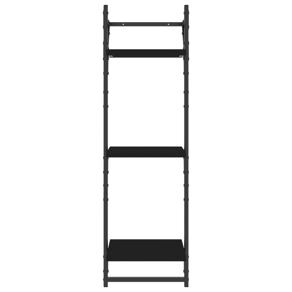 Mensole a Muro con Aste 3 Livelli 2pz Nere 30x25x100 cm 836258
