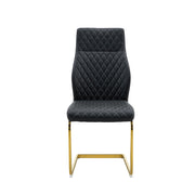 Set tavolo e sedie con 1 tavolo rotondo e 2 sedie imbottite; base centrale; in MDF; metallo e similpelle nero e oro
