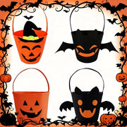 Set di contenitori per dolci Halloween - 4 pezzi - Felpa - Disegno zucca/vampiro - Maniglie portatili - Riciclabile - Grande spazio interno - Sacchetto per dolci