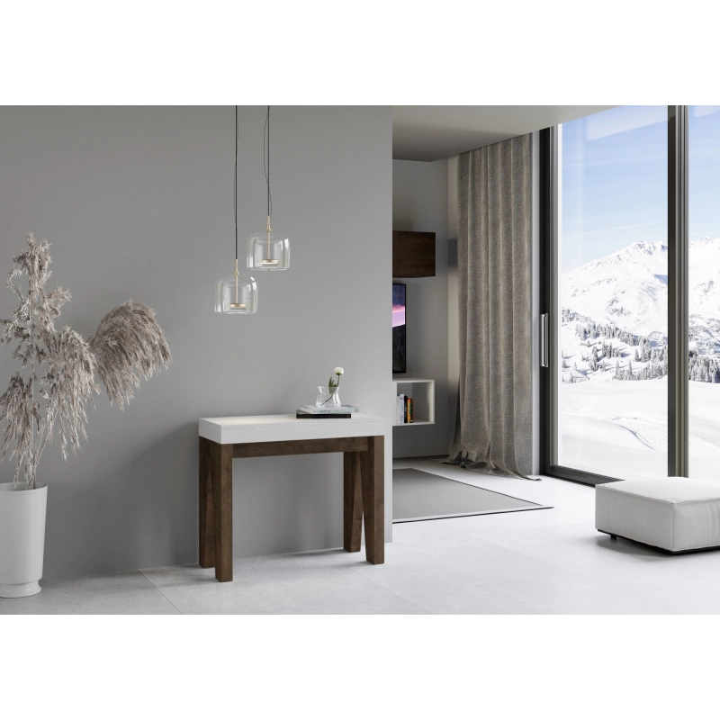 Consolle allungabile 90x40/196 cm Naxy Mix Small piano Bianco Frassino - Bianco Frassino/Noce