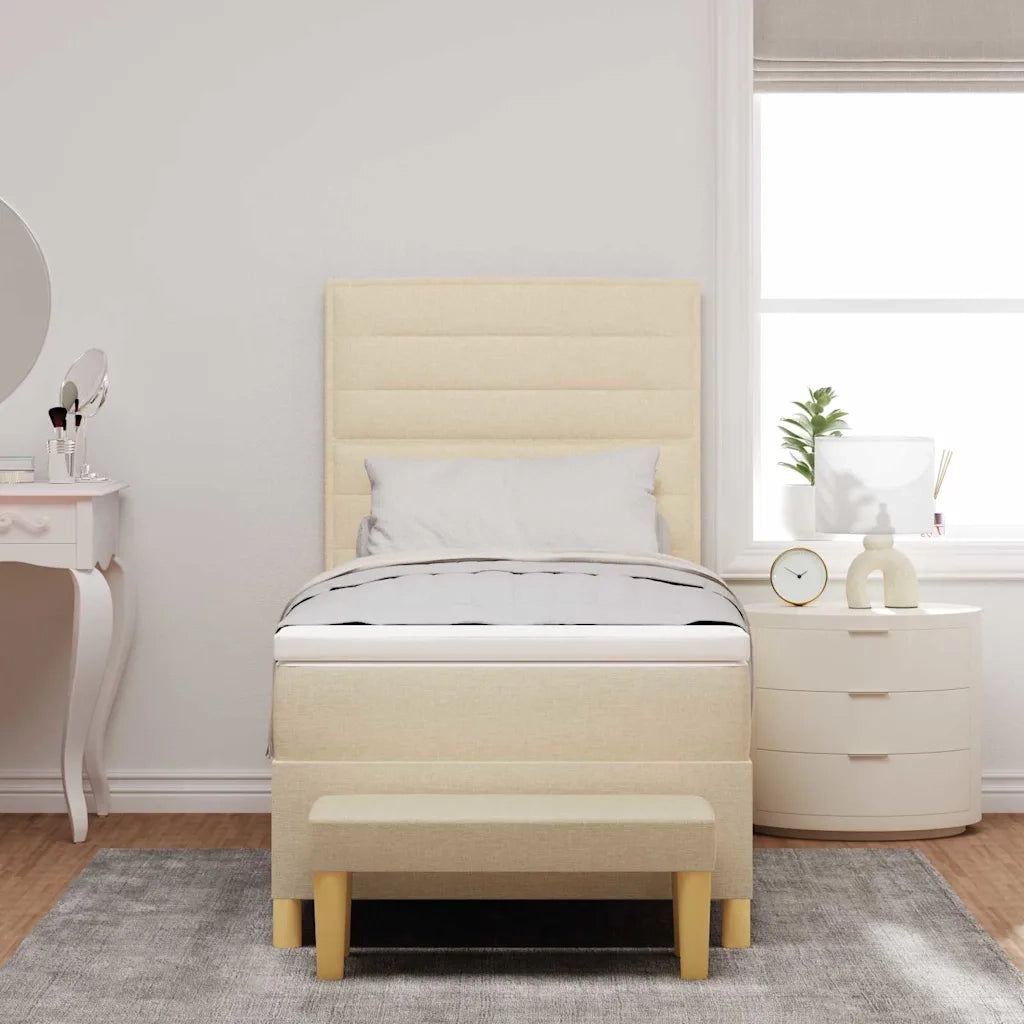 Letto a molle con testiera Crema 200 x 90 cm Tessuto 3344182