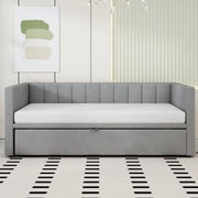 Divano letto imbottito estraibile 90x200 cm; trasformabile in 180x200 cm; in velluto grigio