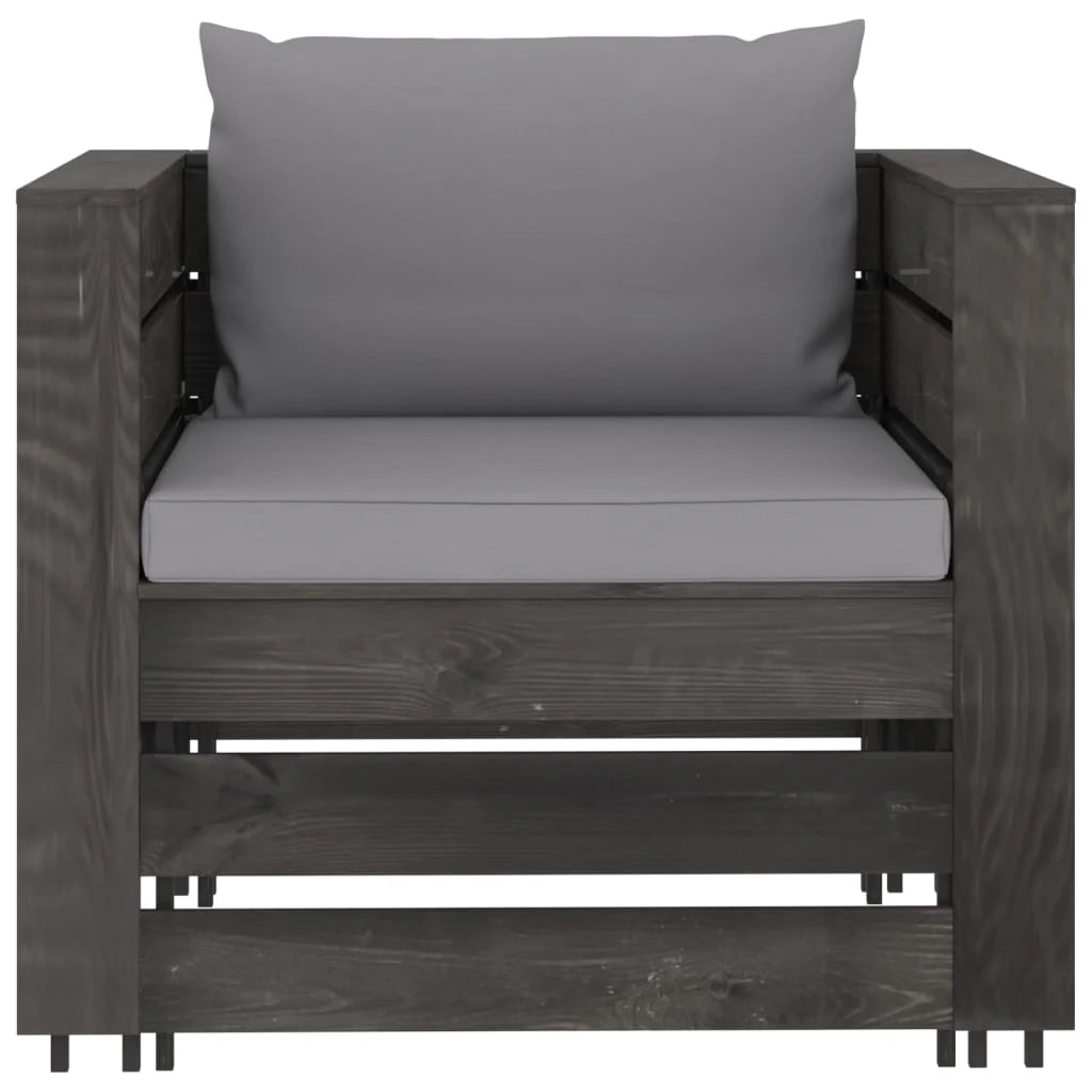 Set di mobili da giardino mobili da esterno 2 pezzi con cuscini legno impregnato grigio 02_0015886