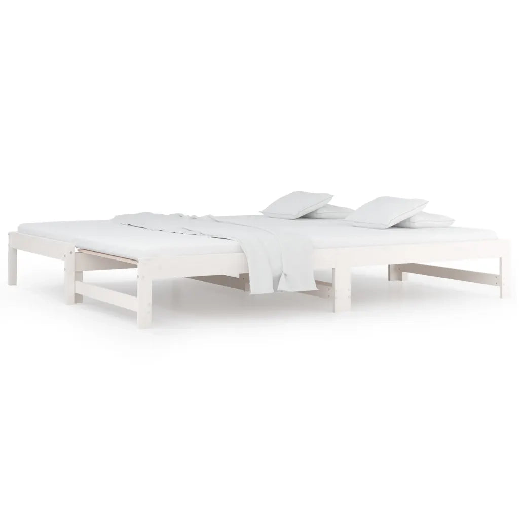 Dormeuse Estraibile Bianca 2x(80x200) cm Legno Massello di Pino