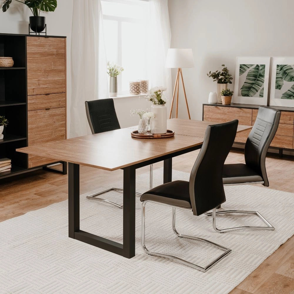 Tavolo allungabile Austin80A piano color legno e gambe antracite 160x90x75