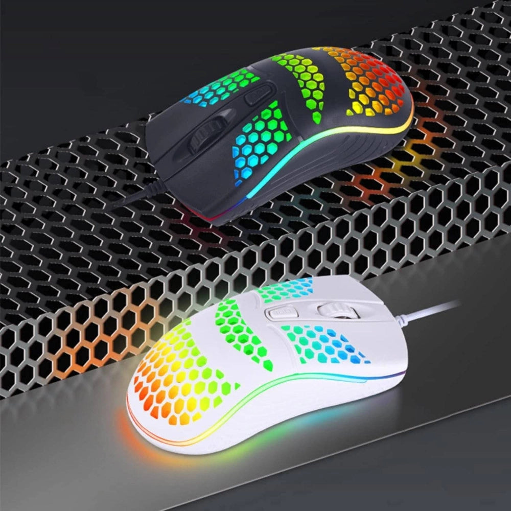 Trade Shop - Mouse Gaming Con Filo Leggero Luci A Led Multicolor Effetto Traforato Per Pc -