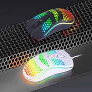 Trade Shop - Mouse Gaming Con Filo Leggero Luci A Led Multicolor Effetto Traforato Per Pc -