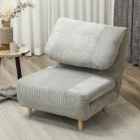 2-in-1 Poltrona Letto per Ospiti, Supporto Regolabile, Velluto a Coste, 82 cm x 89 cm x 83 cm, Grigio