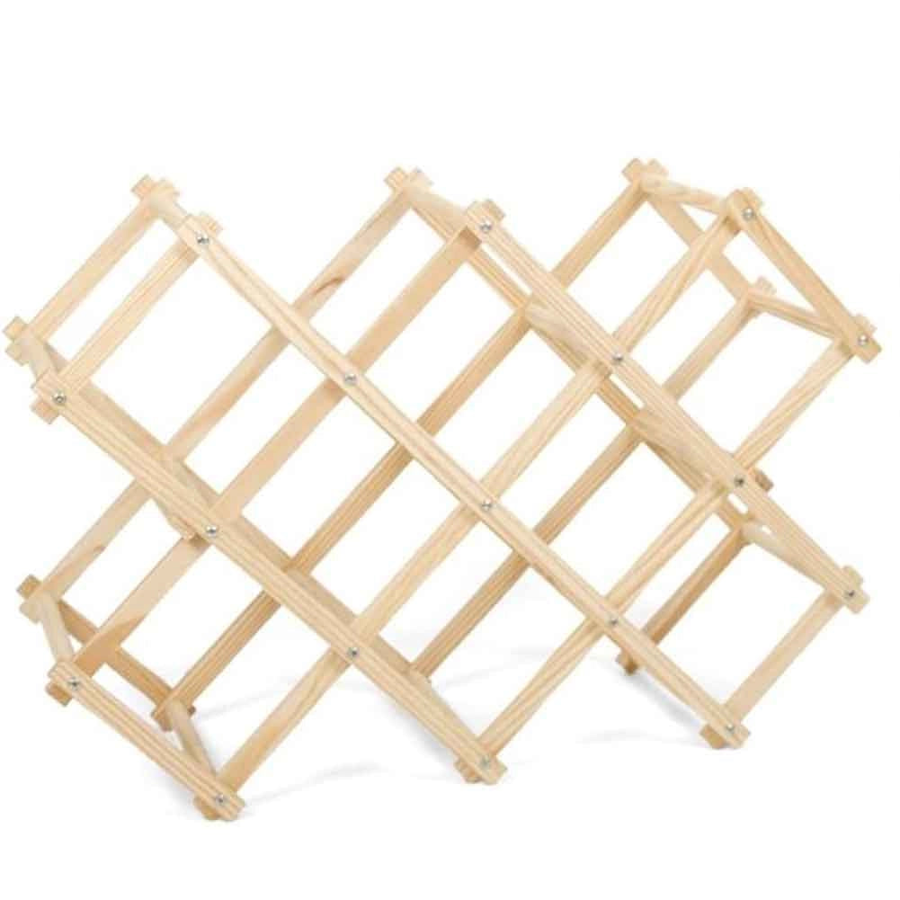 Portabottiglie Vino in legno Naturale Pieghevole Fisarmonica 10 Bottiglie
