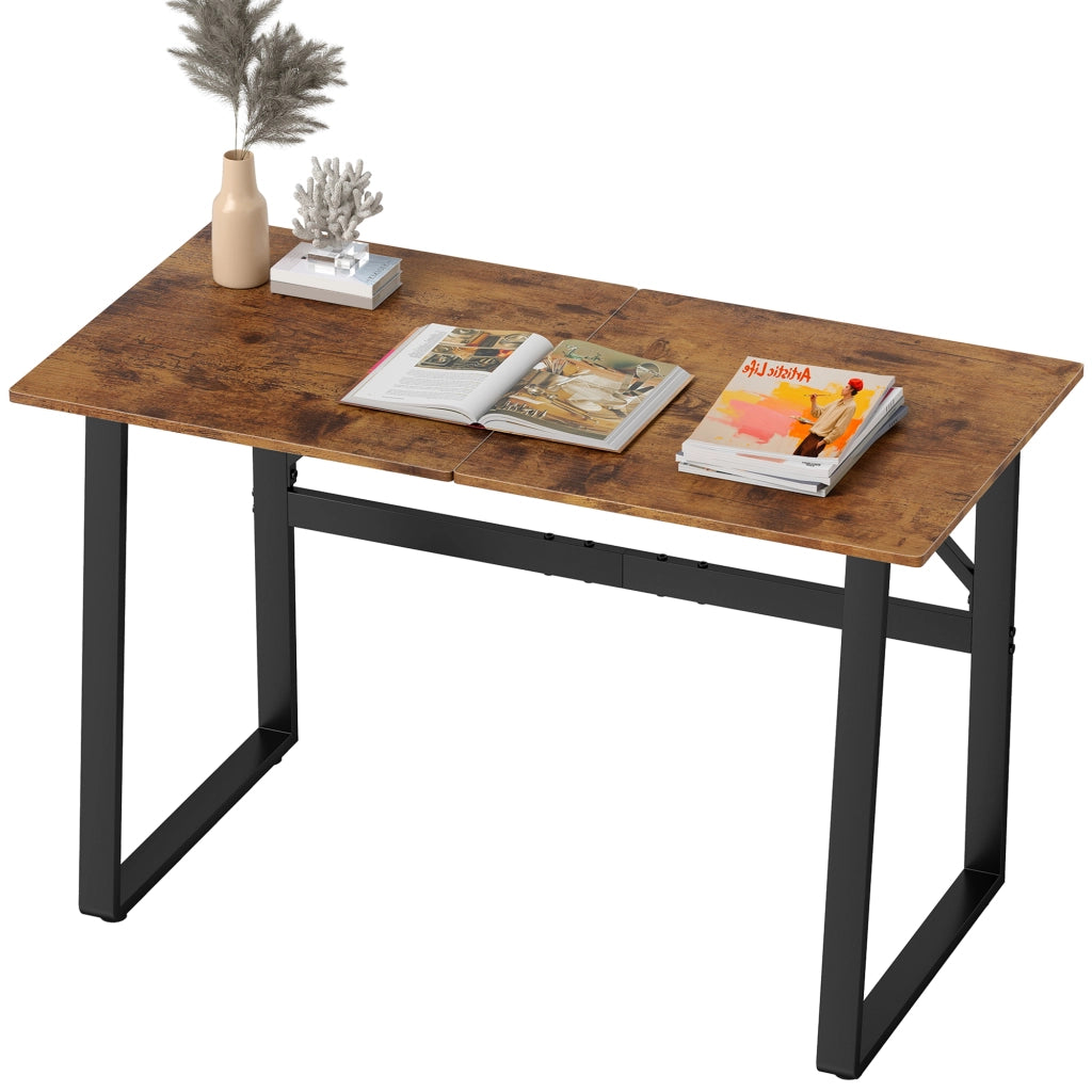 Scrivania Industriale ¨C Zephmum ¨C Legno e Acciaio, Nero e Marrone, 120x60x76 cm