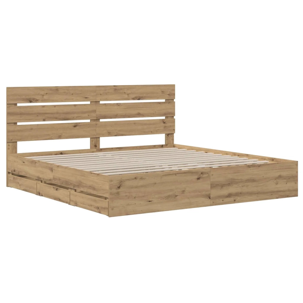 Bed Frame with Storage and Headboard Artisan Oak 180 x 200 cm 3445834