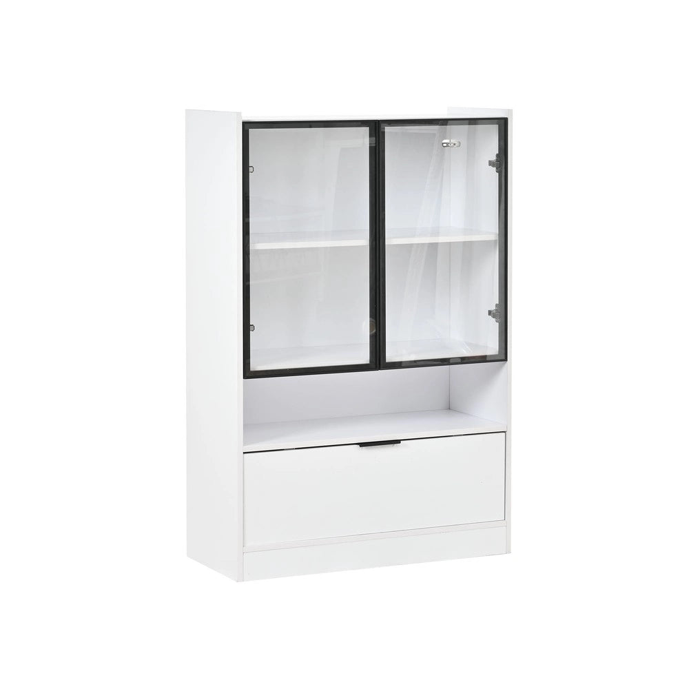 Vetrina LED con Ante in Vetro e Luce 16 Colori ¨C MINIMAL ¨C Bianco, Legno, 120cm
