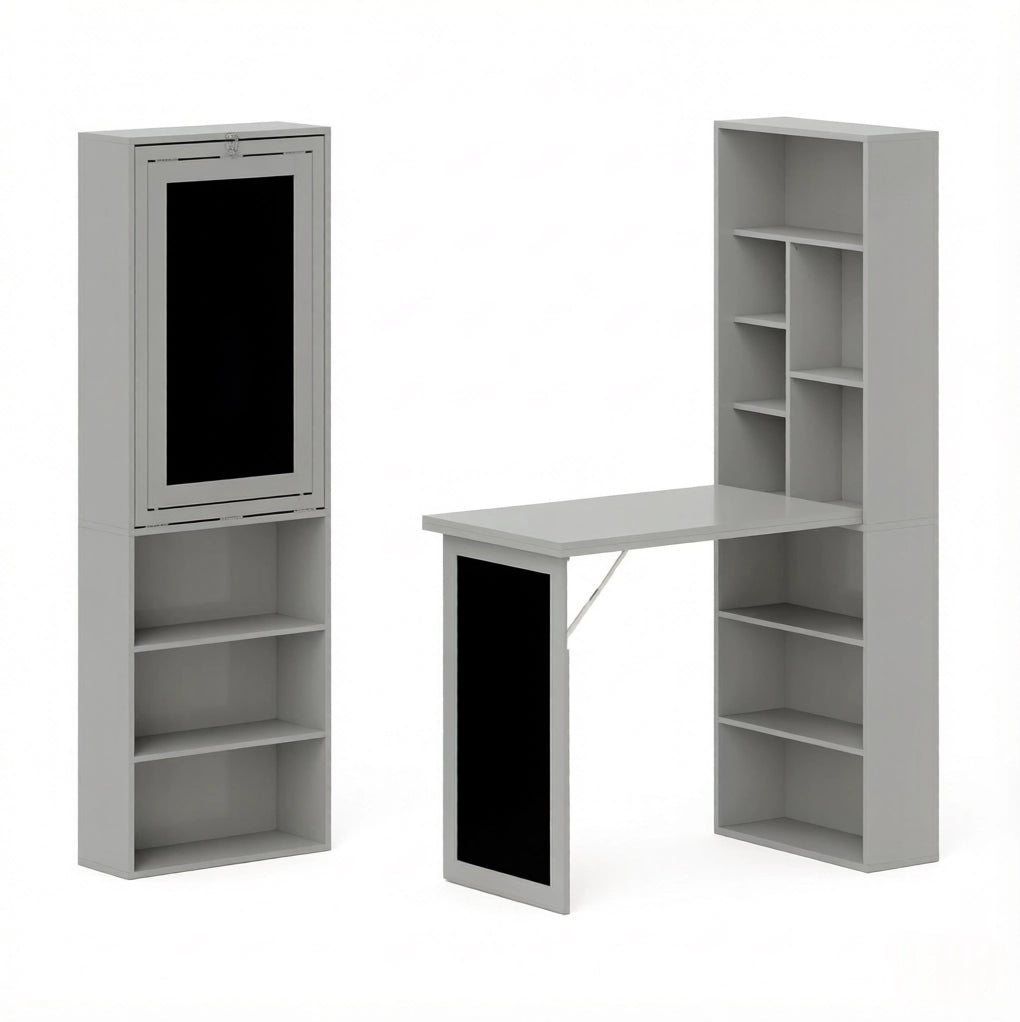 Scrivania pieghevole con libreria e lavagna nero/grigio scuro