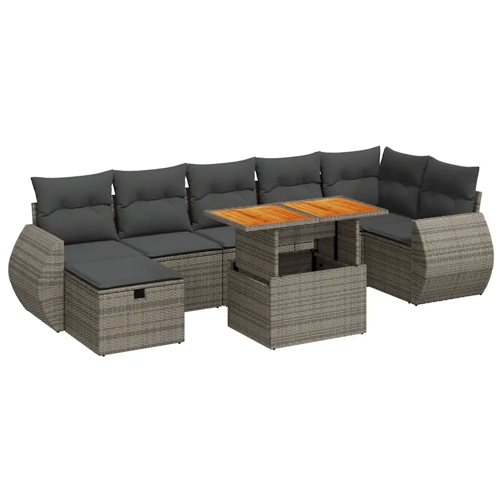 vidaXL Set Divano Giardino 5 pz con Cuscini Grigio Polyrattan Acacia