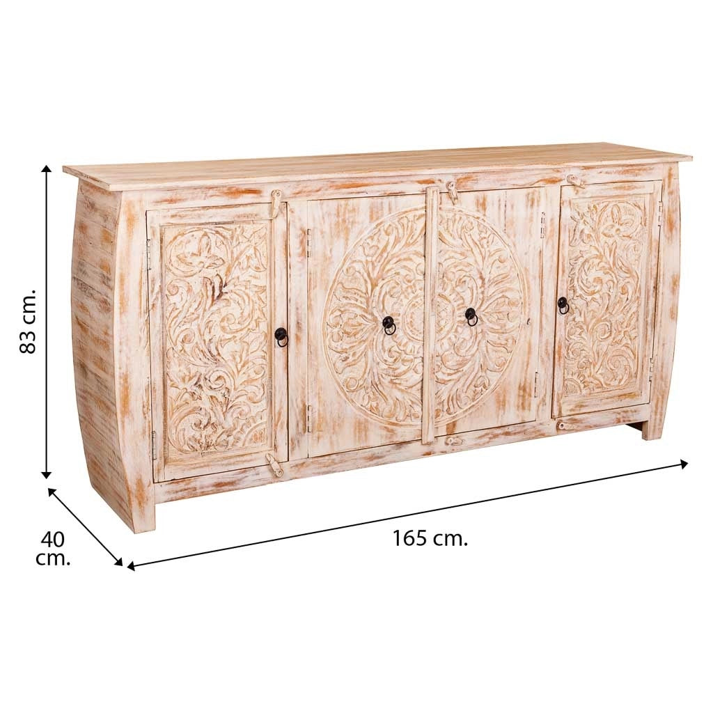 Credenza in legno finitura artigianale 165x40x83h cm