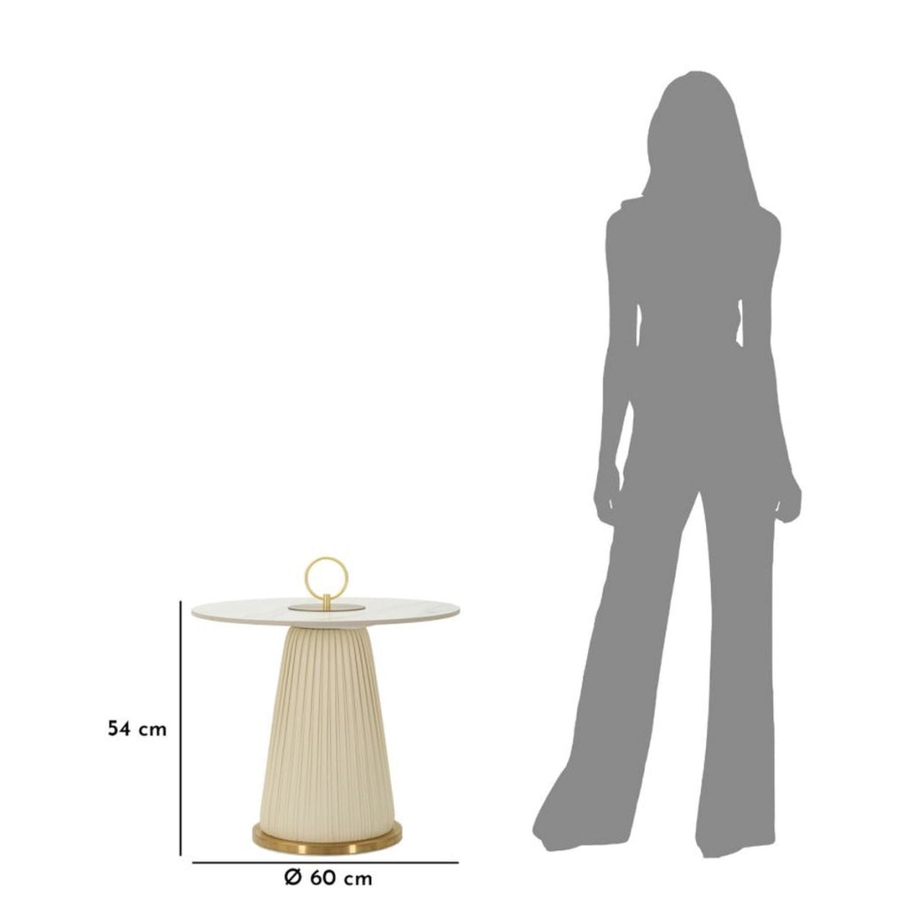 Tavolino VKH704, Beige, Ceramica, 54x60x60 cm
