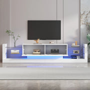 Mobile TV a LED - Zephmum- 181 cm- Lucido, vetro frontale, due cassetti pieghevoli